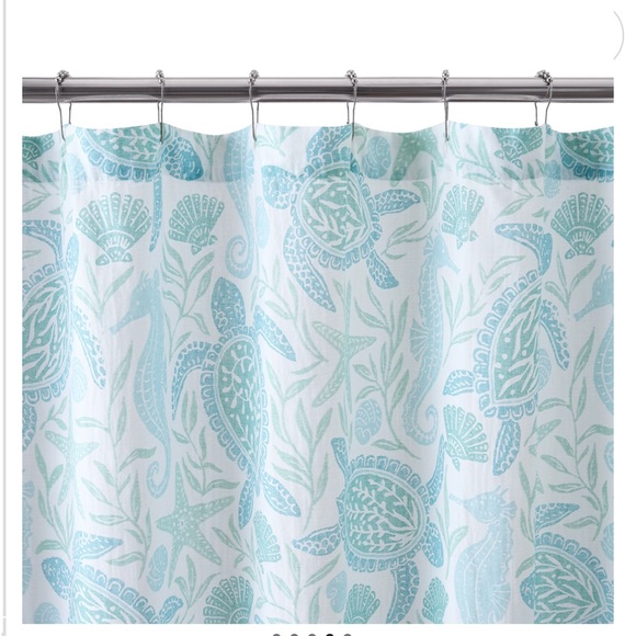 CARO HOME 100% Cotton Sea Turtle Shower Curtain - 72"x72" - Picture 4 of 11